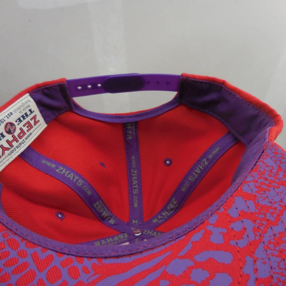 Zephyr Nebraska Huskers Snapback Hat Red‎ Purple Script Logo Flat Brim Cap Mens
